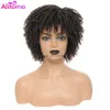 Synthetic Wigs Braided Crochet Wig Synthetic Brown Dreadlock Curly Wig for Women and Men African Faux Locs Crochet Twist Hair Short Wigs HKD230818