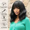 Synthetic Wigs Black Short Curly Synthetic Bob Hair Wigs with Bangs for White Women Afro Cosplay Party Natural Wave Shoulder Wig Heat Resistant HKD230818