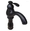 Bathroom Sink Faucets Black Oil Rubbed Bronze Single Lever Handle Hole Vessel Basin Faucet Mixer Water Tap Anf332