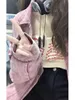 Womens Jackets Vintage sweet cool pink patchwork denim coat female students spring and fall loose white jacket top 230817