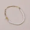 Link Bracelets 3-4mm Natural White Color Real Freshwater Potato Pearl Bracelet