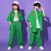 衣類セットキッズヒップホップkpop服半緑のシャツカジュアルストリートウェアバギーパンツ女の子の男の子ジャズダンスコスチューム服230817