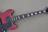 Semi-Hollow Body Wine Red Electric Guitar med Fixed Bridge Flame Maple Top Erbjudande Logotyp/färg Anpassa