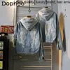 Womens Jackets Wings broderade Streetwear denim Kvinna BF Hip Hop Fashion Par Modeller Lossa överdimensionerade Hooded Jean Jacketrock 230817