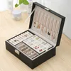 Novo DoubleLayer Velvet Jewelry Box Storage European Large Space Holder Presente 230814