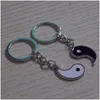 Keychains lanyards vintage kinesiska element av yin yang taiji bagua par nyckelring för nycklar bil nyckel ring pendent charm mode allo dhtwd