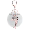 Keychains Lanyards Fashion Fur Eloy Rhinestone Cute Dolphin Car Keychain Creative Keyring Bag Pendant Accessories Drop Delivery DHG65