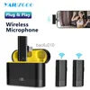 Micrófonos Micrófono inalámbrico Lavalier 30M Receptor Grabación de audio y video portátil Micrófono de solapa con reducción de ruido en vivo para iPhone Tipo C HKD230818