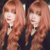 Synthetic Wigs Synthetic Wigs for Women Ginger Orange Long Wavy Wigs with Bangs Heat Resistat Natural Wave Cosplay Party Hair HKD230818