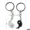 Keychains Lanyards Elements chinois vintage de Yin Yang Taiji Bagua Couple Keychain pour Keys Car Key Key Ring Pendant Charm Fashion Allo Dhtwd