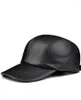 Tappi per palline alla moda Cappuccette da baseball in pelle genuina da uomo da donna Black Cowfide Cappello Snapback Autunno Inverno Autunno Reale Cappelli a punta