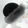 Bérets ZDFURS femmes Rex fourrure seaux chapeaux avec bandes argentées bonnets coréens fille hiver chaud casquettes décontracté