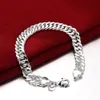 Hot 925 STERLING SILVER PLATED 9MM MEN'S FIGARO NECKLACE & BRACELETS SET JEWELRY