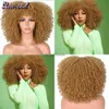 Synthetic Wigs Short Afro Kinky Curly Wig With Bangs For Black Women Synthetic Natural Blonde Cosplay Wigs Glueless High Temperature Hair HKD230818