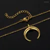 Colliers pendants Collier de croissant de lune en acier inoxydable pour femmes Horne de bœuf métallique Collier Lune Corne Demi