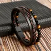 Bracelets à charme punk mens perles bracelet en cuir classique mode tiger œil borde multi-couche pour drop cadeau de bijoux