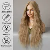 Synthetic Wigs Long Wavy Curly Blonde Wigs for Women Natural Mid Parting Synthetic Wigs Daily Use Heat Resistant Party Fake Hair HKD230818