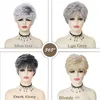 Perruques synthétiques Gnimegil Synthétique Broisse courte ombre Silver Gris Wigs For Women Hair Natural With Bangs Old Lady Wig Hairstyle Mommy Wig Cap Gift HKD230818