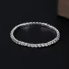 Simple rangée d'argent brillant simple diamant forage petit acajou fin large bracelet de bonbons extensible Bracelet en argent