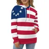 Bandiera americana delle felpe da donna Betsy Ross 13 stelle e strisce fresche con cappuccio a pulsante di oversize per oversize