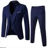 Mäns kostymer 2024 Four Seasons Business Casual Suit Three Piece Set Bridegroom Bridesman Wedding S-6XL