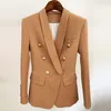 Damenanzüge Blazers High Street Est Designer Blazer Jacke Schlanker sitzender doppelte Metall Löwenknöpfe Schalgeharr 230817