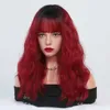 Pelucas sintéticas NAMM Pelera sintética para mujeres con flequillo Halloween Cosplay Wig Water Wine Cabello rojo Cabello resistente al calor Natural Pelucas onduladas HKD230818