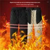 Men's Pants Men Thicken Trousers Waterproof Warm Fleece Lined Casual Sport Joggers Cotton-padded Solid Lace-up Pant