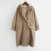 Trench-Coats Femmes Automne Femmes Coat Brande à capuche Épais MIDI Veste solide droite lâche Hiver Youth Youth Casual Female Vêtements féminins