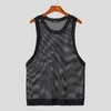 Herren-Tanktoper 2023 Männer Mesh transparent sexy solide O-Neck ärmellose männliche Westen Streetwear Sommer Modekleidung S-5xl Incerun