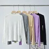 Sweaters femeninos 2023 Mujeres de otoño temprano Autumn Half-High Cable Textura de cable de seda Camisa de lana mezclada