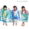 Towels Robes Boys' cotton hooded beach towel newborn corner towel soft rain cape children's shower products baby laundry cloth girls' cartoon baby shower towel Z230819