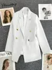 Damenanzüge Blazer Yitimuceng Frauen grüne Jacken Frühlingssommer Fashion Office Ladies Elegante Mäntel Casual Double Breauzed Außenbekleidung 230817