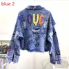 Kvinnorjackor Kvinnor denimjacka rocken Spring Jean Jackets Kvinnor Rockar Female Denim Jacket Graffiti Rivet Jacket Girl Outerwear Blue 230817