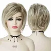 Synthetische pruiken Gnimegil Synthetische korte blonde pruiken voor vrouwen Rechte Hair Wig Schuine Fringe Fringe Lady Wig Cosplay Halloween kostuum Dagelijks gebruik Wig HKD230818