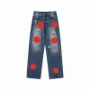 2023 Designer Herren Jeans High Street Purpur für Männer Frauen Hosen Damen übergroße Patch -Loch -Denim gerade fettmodische Streetwear Slim