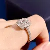 New S925 Silver Diamond Ring Super Sparkling Zircon Pendant Necklace T Letter Six Claw Single 3 Carat Diamond earring Luxury Wedding Jewelry Set TW032