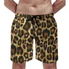 Men's Shorts Funky Leopard Print Board Pink Black Spots Casual Short Pants Sportswear Quick Drying Beach Trunks Birthday Gift