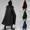 Herrgravrockar europeiska halloween party cape medeltida multicolor cloak coat mode gotisk cosplay lång huva kostym