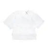 女性用ブラウスイマココニオリジナルデザインホワイトラペル半袖Tシャツレースパッチワークサマートップ234197