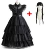 Cosplay Mercredi Fille Costume pour Carnaval Halloween Noir Événements Cosplay Robe Enfants Soirée Vêtements De Mode Gothique Robe 4-10T 230818