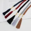 Belts Fashion Women Solid Color Braided Tassel Belt Boho Girls Thin Waist Rope Knit For Dress Waistbands Accessories