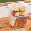 Tallrikar bröd lagringslåda hållare fodral transparent kylskåp toast container plastkaka kök leverans