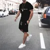 Trass de pista masculino Summer Cotton Cotton Sportswear Brand t-shirt shorts de 2 peças Fitness Bedging Suit Sports Street