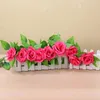 Dekorative Blumen 2,4 m gefälschte Rosen Dekoration Simulation Rosenrebe mit grünen Blättern Girland