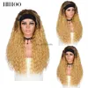 Perruques synthétiques Long Afro Pinky Curly Bandband Perne Synthetic Ice Bandband Perrette pour femmes noires Ombre Wig Curly Wig Organic Fibre Hair Blonde Wig HKD230818