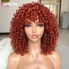 Syntetyczne peruki Krótka, kręcona blond peruka z grzywką afro perwersyjne krwawe peruki dla czarnych kobiet syntetyczne naturalne wklejone Ombre czerwone peruki Cosplay HKD230818
