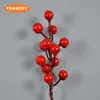 Dekorativa blommor kransar 8st julstillbehör Guld Röd Berry Bean Twig gren för DIY Xmas Handmade Flower Bouquet Decoration Artificial Flower HKD230818