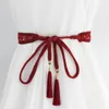 Belts Fashion Women Solid Color Braided Tassel Belt Boho Girls Thin Waist Rope Knit For Dress Waistbands Accessories