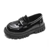 Sneakers Princess Spring Black Loafers Baby Boys School Metal Kids Fashion Casual Pu Glossy Children Cute Shoes J230818